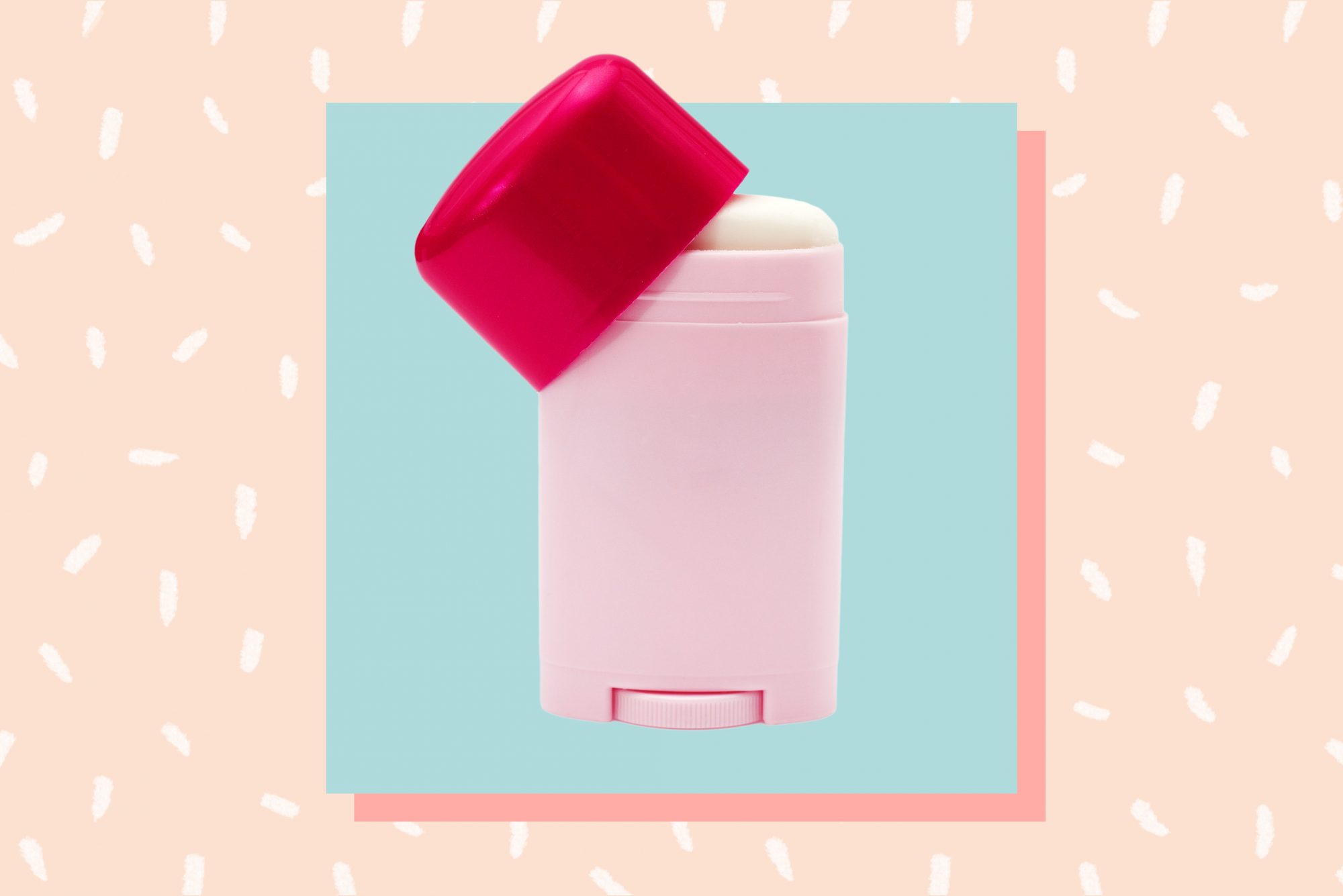 An image of a deodorant on a colorful background.