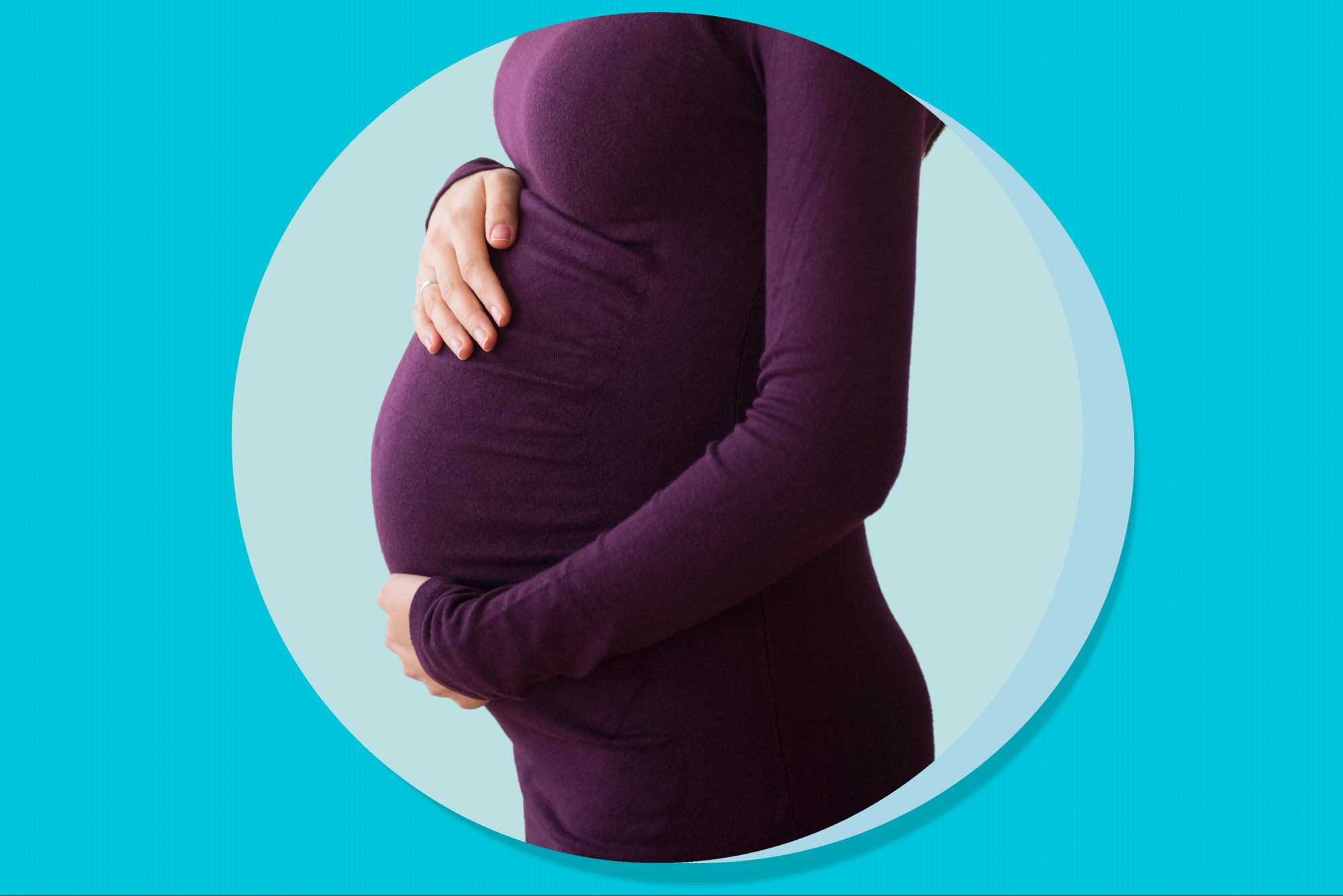 An image of a pregnant woman on a colorful background.