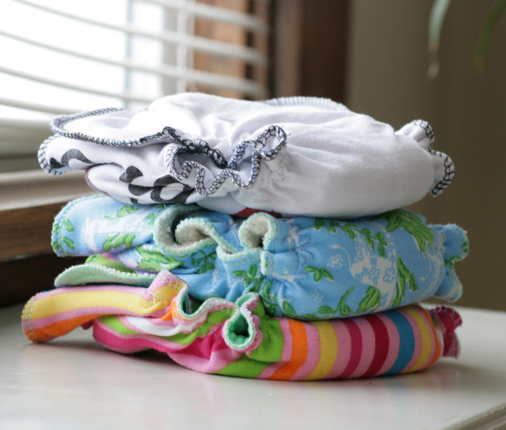 different types of cloth diapers stack